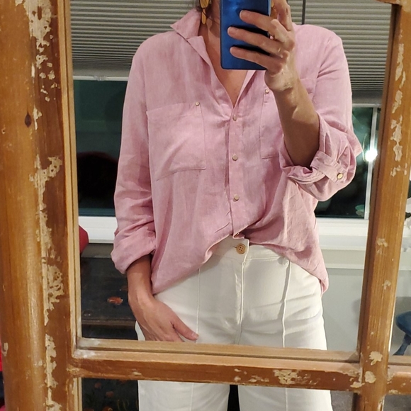 Jones New York Linen Blend Button Down 